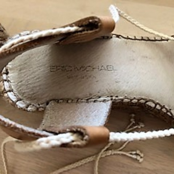 Eric Michael Leather Tie Up Espadrille Sandals - Picture 6 of 8